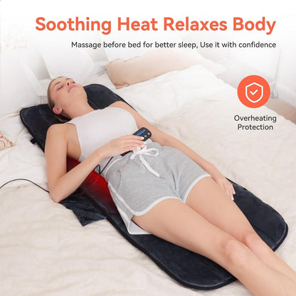 CuPiLo Heated Massage Mat for Bed, Back Massager with Heat & Vibration