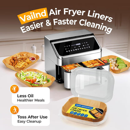 125Pcs 8 Inch Square Air Fryer Liners Disposable for 5-8QT, Parchment Paper | Non-Stick, Unbleached Food Grade, Waterproof Oilproof Baking Airfryer Sheets Papers for Oven, Microwave, Baking, Roasting