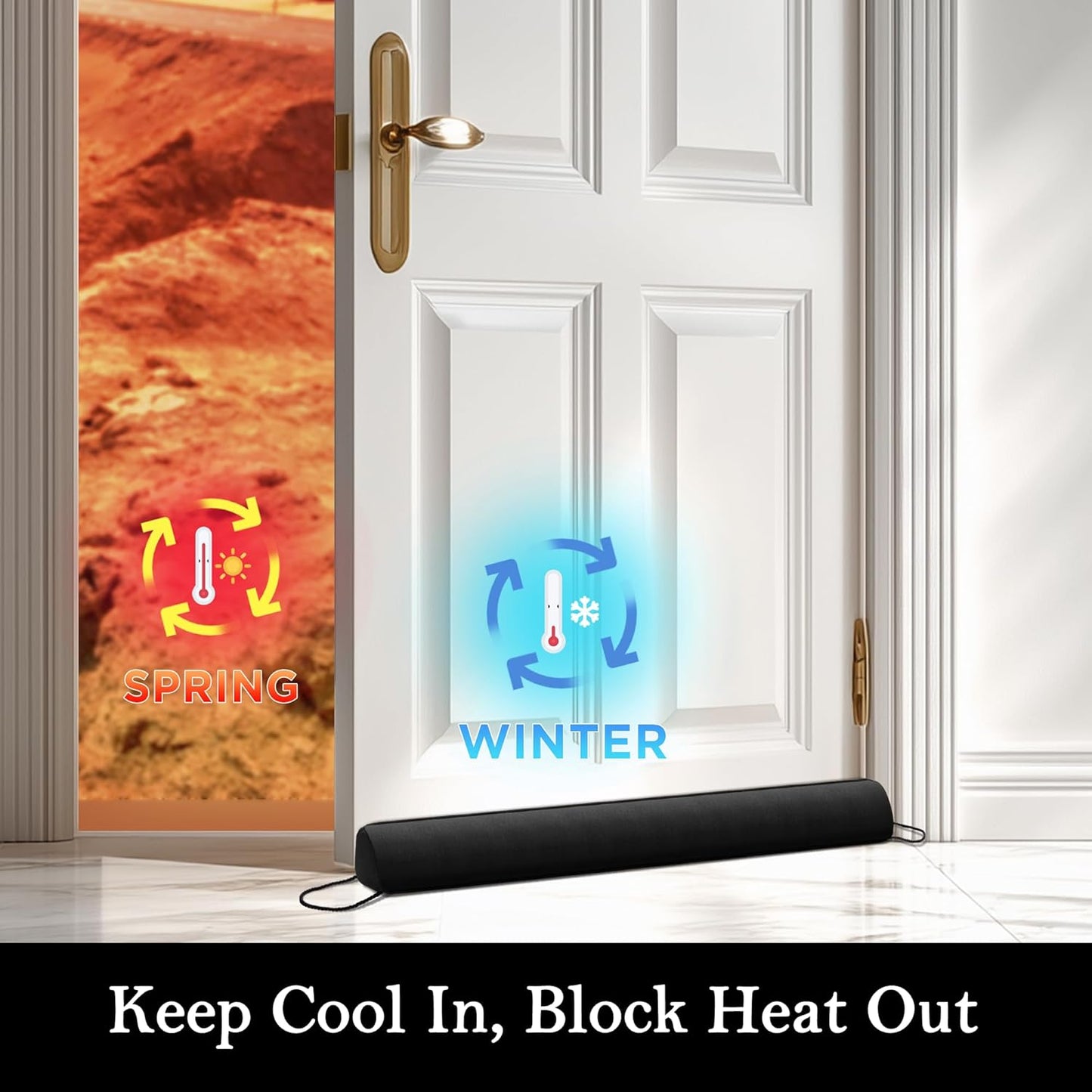 Door Draft Stopper, Removable Washable Cover, 38", Gray | Weighted Gap Filler, Blocks Hot and Cold Air, All-Season Seal, Easy Install, Noise & Wind Blocker, Home Essentials