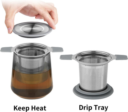 Ohtomber Stainless Steel Fine Mesh Tea Infuser for Loose Leaf Tea | Heat Proof Handles for Safe Grip, Fits Teapots Mugs & Cups, Rust Resistant, Easy to Clean, Versatile Tea Strainer & Diffuser