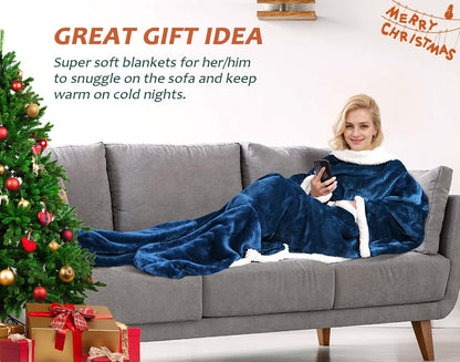 Catalonia Wearable Blanket with Sleeves & Foot Pocket for Adults | Soft Fleece Throw Wrap with Hands-Free Comfort, Perfect for Reading, TV Time & Relaxing, Christmas Gift for Women & Men