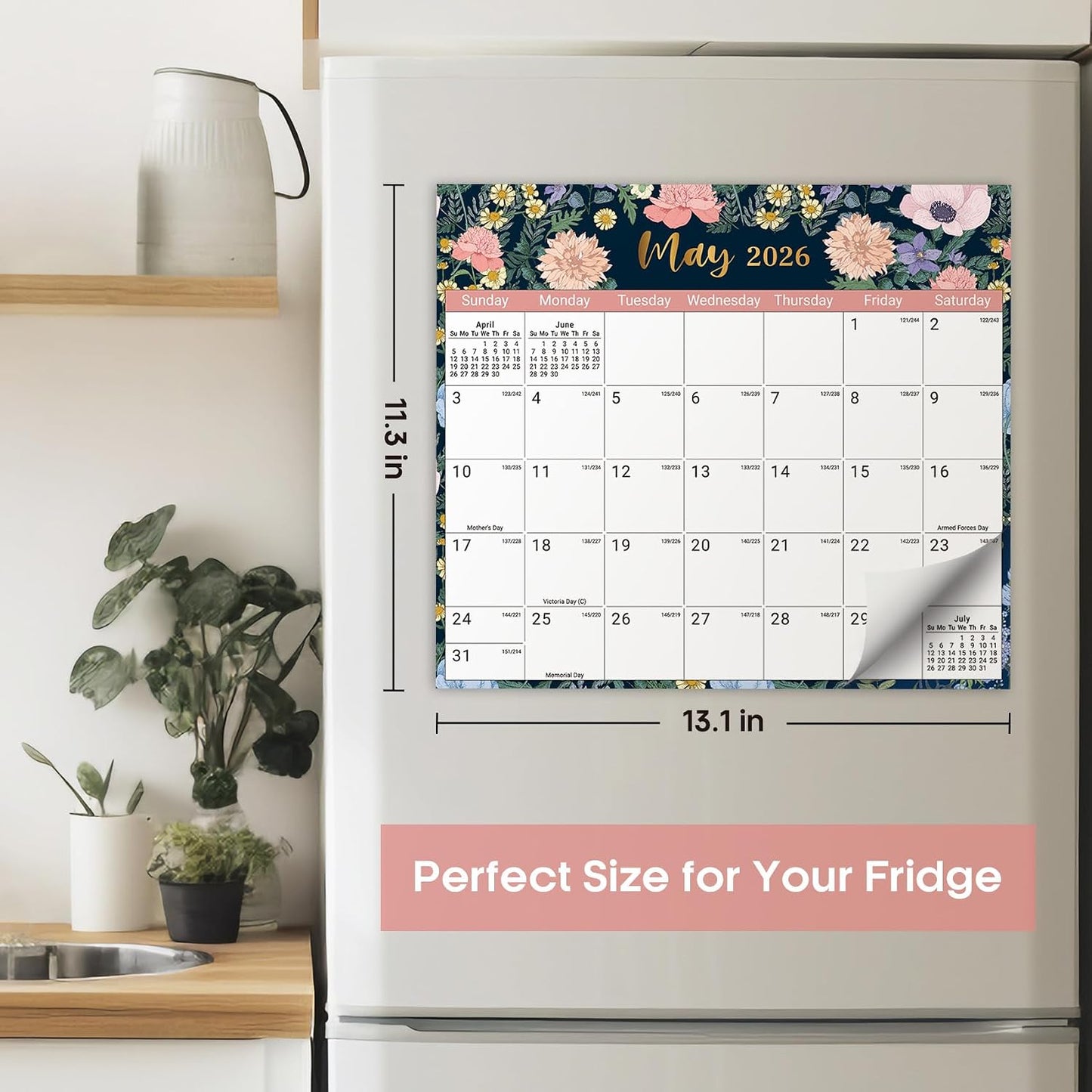 2026-2027 Magnetic Calendar for Refrigerator, Apr 2026-Dec 2027 | 21-Month Fridge Calendar 2026-2027 for Home Planning, Scheduling and Easy Organization, Greenery