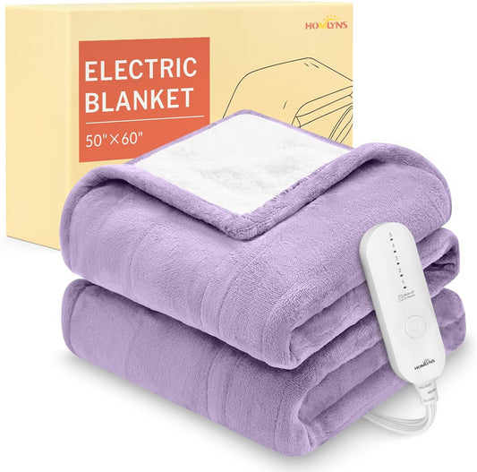 HOMLYNS Heated Throw Blanket, 5 Heat Settings & 3 Hours Timer, Purple