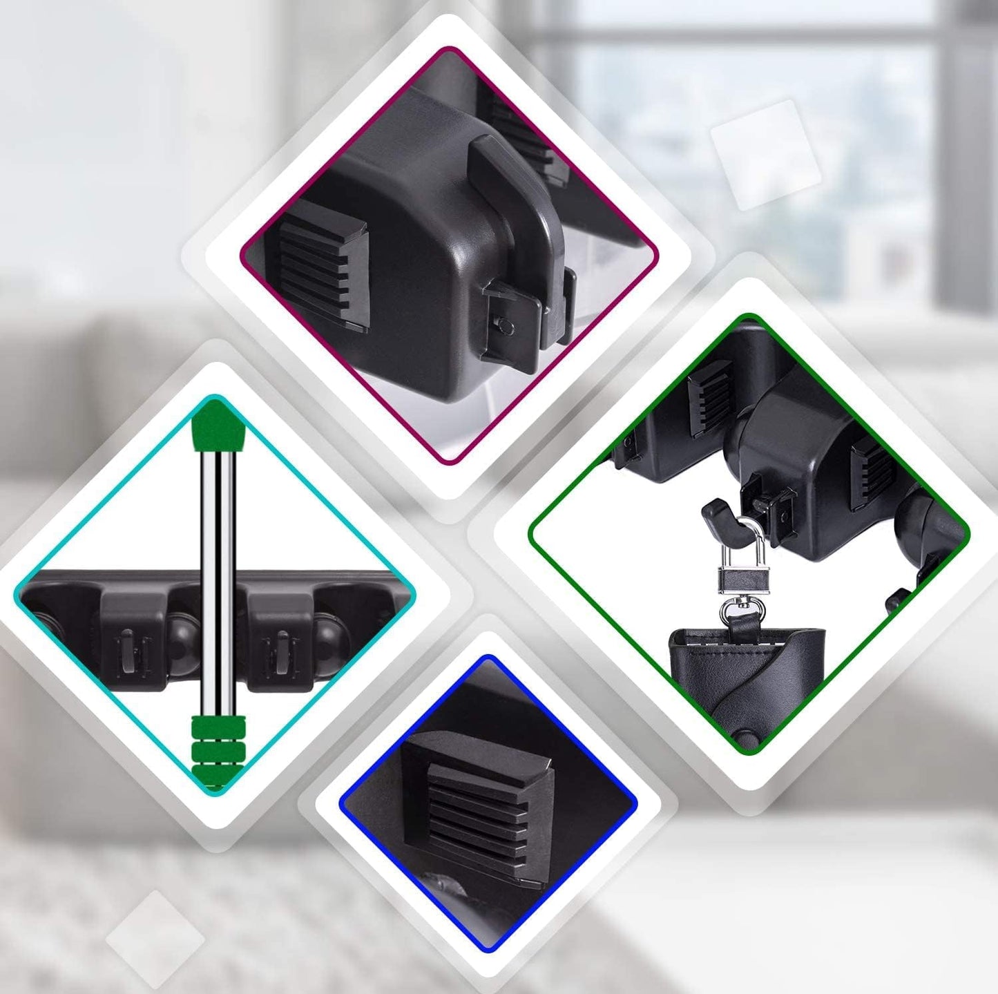 HYRIXDIRECT Broom Hanger Wall Mount Broom and Mop Organizer Wall Hanging Garden Tool Organizers Rack Garage Laundry Room Organizations and Storage with Hooks Heavy Duty