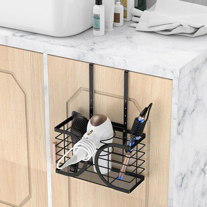 Hair Dryer Holder 3 in 1 Hair Tool Organizer - Blow Dryer Holder | Djustable Height Wall Mounted/Cabinet Door Bathroom Organizer Under Sink for Hair Dryer, Flat Irons, Curling Wands