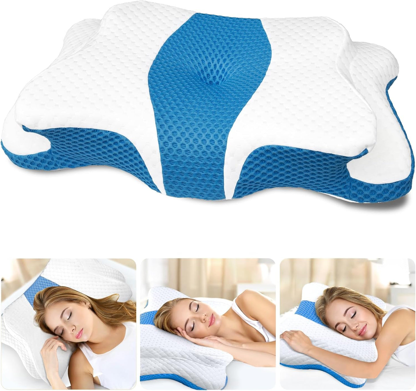 CHxxy Memory Foam Pillows, Cervical Pillow for Neck & Shoulder Pain Relief | Ergonomic Contour Bed Pillow, Soft for Side Sleep Stomach Sleeping and Back Sleeper-Queen Size&Grey