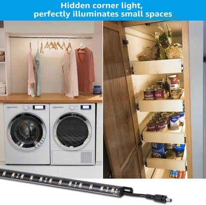 TORCHSTAR 6pcs 12 Inch LED Safe Lighting Kit, Motion Sensor, 3000K | UL Power Adapter, Input 100-240V, Linkable Gun Safe Light Bars, 900LM, for Under Cabinet Locker Closet Showcase, Warm White