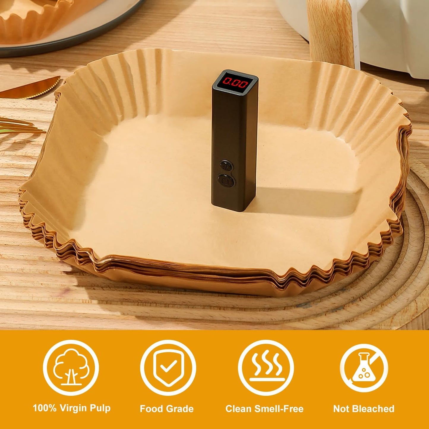 Air Fryer Liners Disposable Paper,100Pcs Airfryer Paper Liners,Non Stick Parchment Paper Liners,Food Grade Air Fryer Accessories for Microwave Oven Steamer 6.3inch Round
