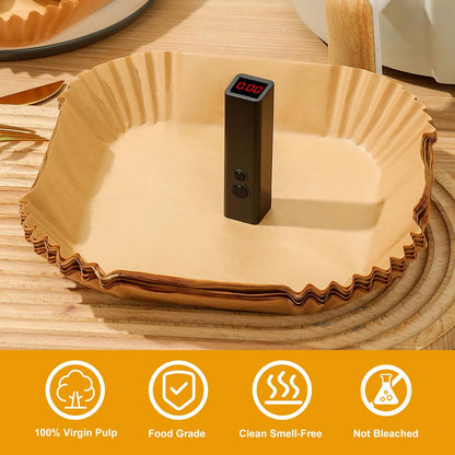 Air Fryer Liners Disposable Paper,100Pcs Airfryer Paper Liners,Non Stick Parchment Paper Liners,Food Grade Air Fryer Accessories for Microwave Oven Steamer 6.3inch Round