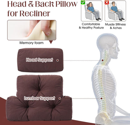 Novabright 2 Pcs Recliner Headrest Back Pillows for Back Support Pillow for Couch with Adjustable Recliners Pillow for Headrest for Chairs Sofa Couch and Bed (Dark Gray)