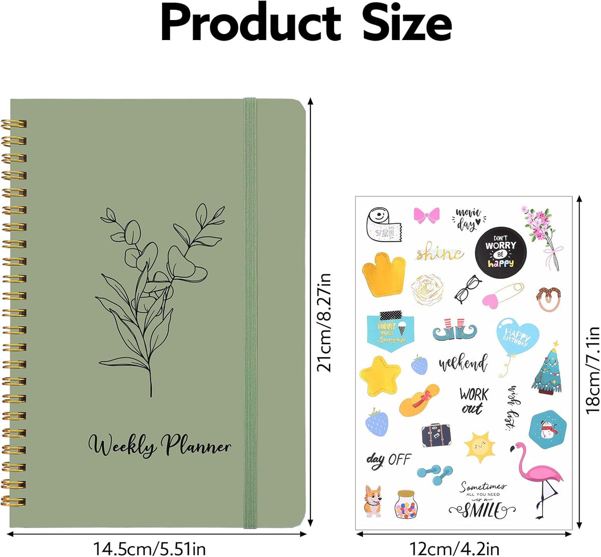 Thboxes A5 Weekly Planner Notebook, 52 Week Undated Journal for Women, Pink