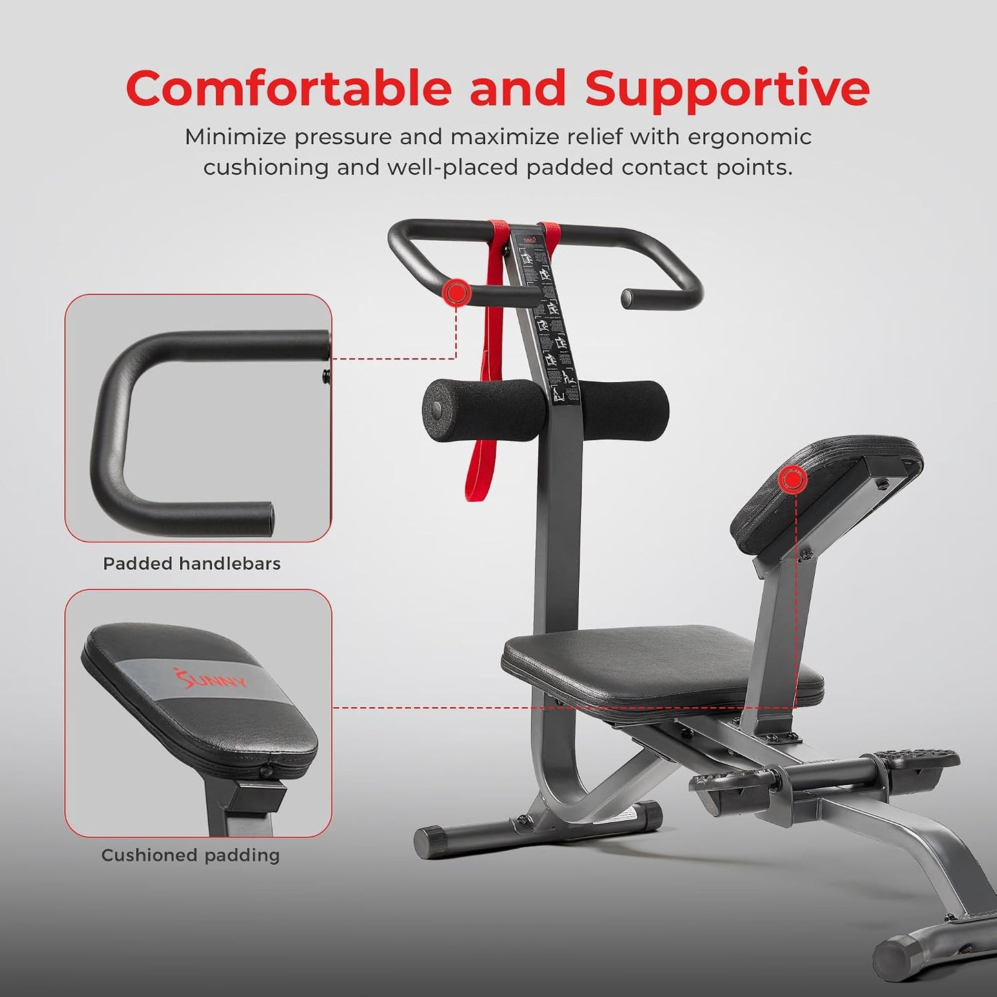Sunny Health & Fitness Full Body Stretch Machine Back Stretcher Pivot Seat | Pivoting Seat, Multi-Use Handlebar, Padded Back Support, Full-Body Stretching, Flexibility Training, Home Gym Use