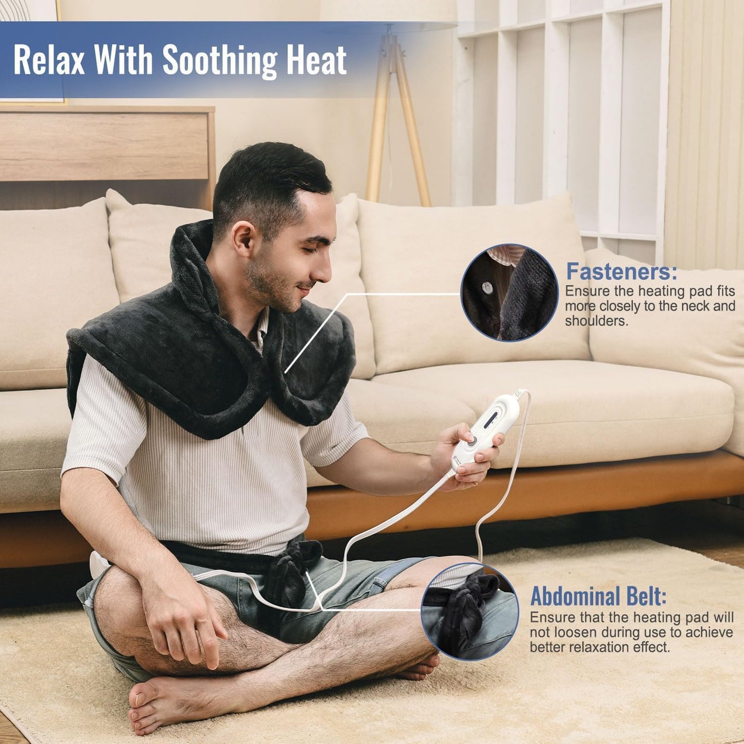 Tefici Heating Pad for Back,Birthday Gift for Women Men Mom Dad,FSA Eligible HSA Approved,24" x33"Fast Heating, Electric Heat Pad,2H Auto-Off, Neck and Shoulders and Back Heat Pad,ETL Certified,Gray