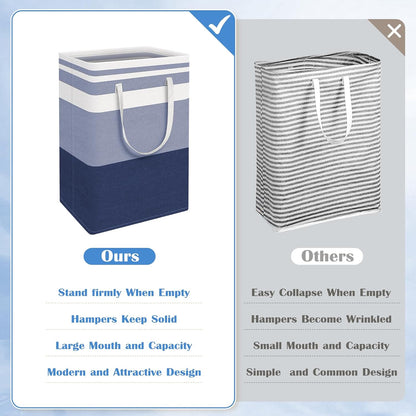 BlissTotes 3-Pack Laundry Basket, Collapsible Laundry Hamper, Grey, 75L | Laundry Clothes Hamper, Hampers for Bedroom, Freestanding Hamper with Handles, Clothes Laundry Basket