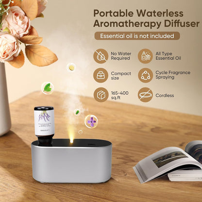 Waterless Diffuser for Home Essential Oil Diffuser, Aromatherapy Diffuser, Portable Scent Diffusers, 3 Mist Modes, Cycle Start for Bedroom, Office Studio 350-700 sq. ft Black