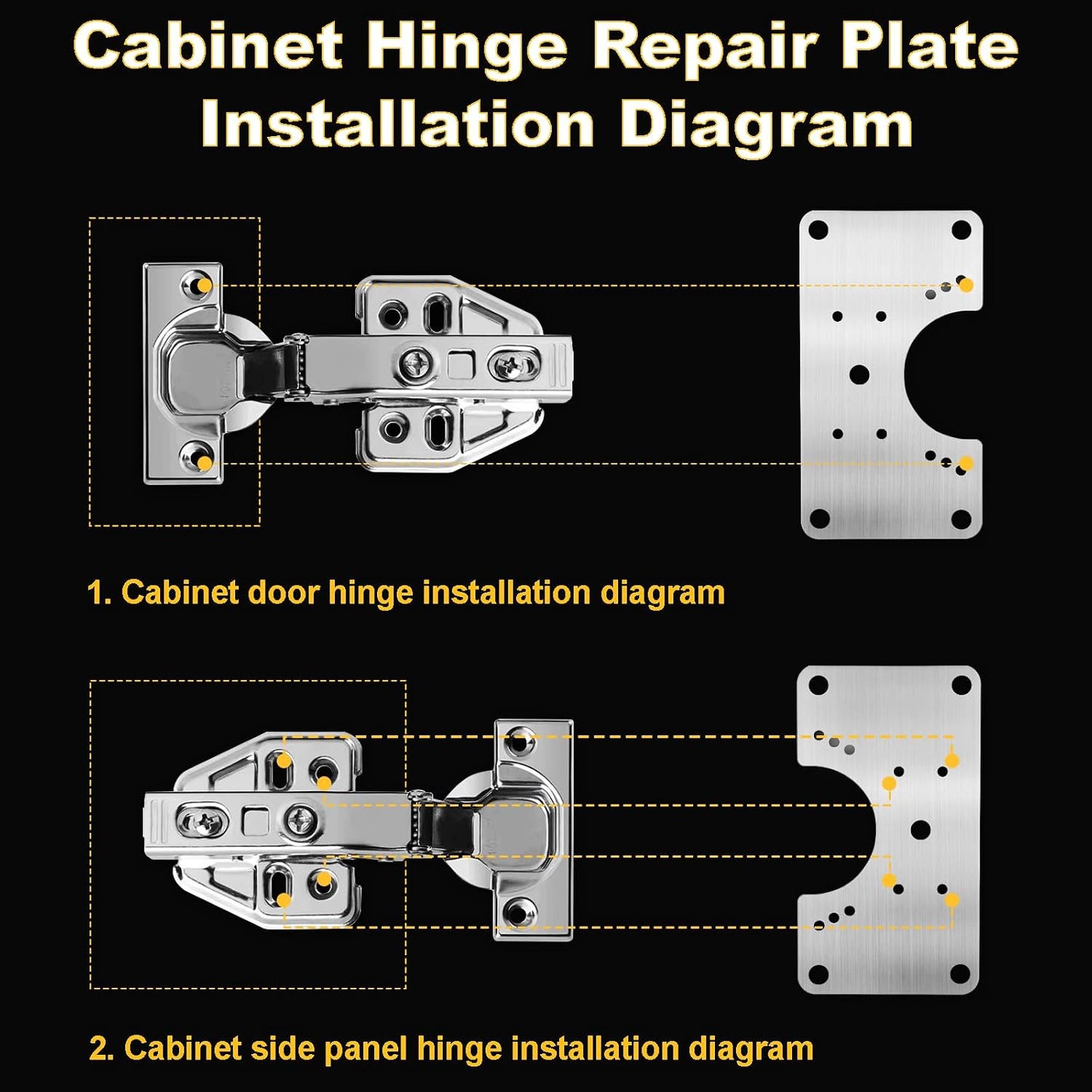 Cabinet Hinge Repair Plate, Hinges Repair Fixing Plate Cabinet Repair Board | 6 Pcs Stainless Steel Hinge Repair Brackets Kit,Kitchen Cupboard Door Hinge Repair Plate Kit with Screws Small Universal