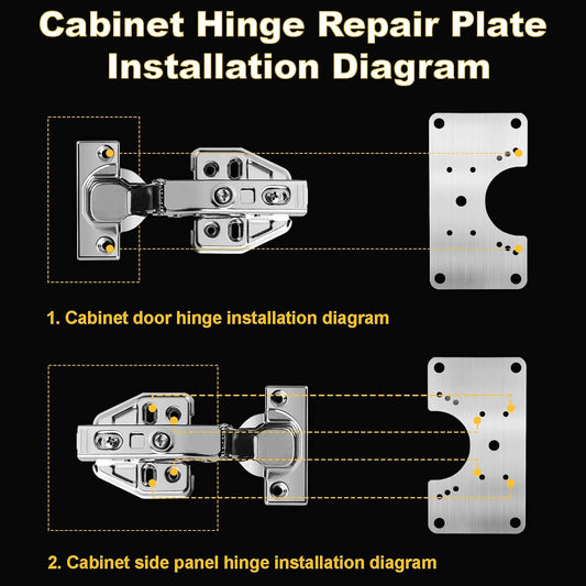 Cabinet Hinge Repair Plate, Hinges Repair Fixing Plate Cabinet Repair Board | 6 Pcs Stainless Steel Hinge Repair Brackets Kit,Kitchen Cupboard Door Hinge Repair Plate Kit with Screws Small Universal