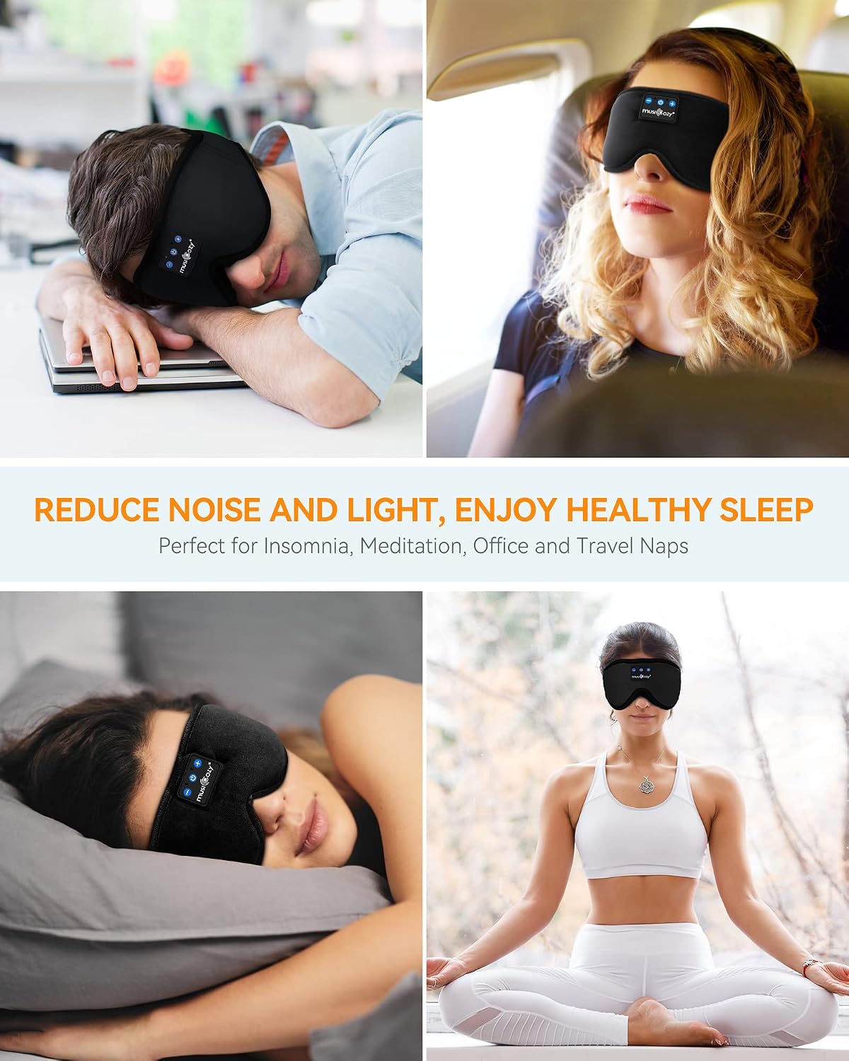 MUSICOZY Sleep Headphones Bluetooth 5.4 Sleep Mask with HD Sound