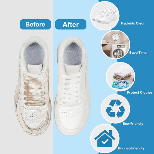Shoe Washing Machine Bag: Laundry Shoe Bag for Washer and Dryer - 2pc Reusable Shoe Cleaning Bag for Sneaker Tennis Shoes Unstain Cleaner Kit (Yellow 2pcs)