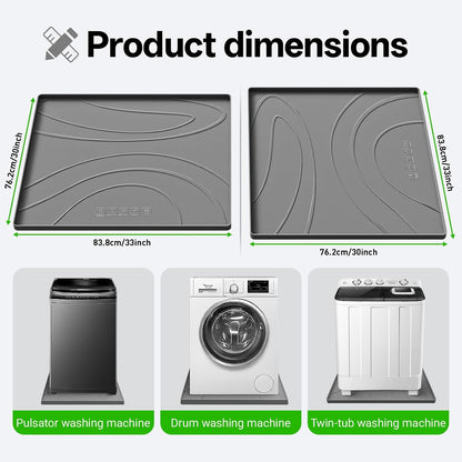 Washing Machine Drain Pan Silicone mat – 30x33 Inch Non-Slip Waterproof Washer Drip Tray, Anti-Vibration Soft Mat for Under Dryer or Washer, Floor Leak Protector for Laundry Room