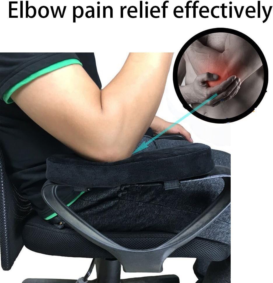 Memory Foam Chair Armrest Pad, Comfy Office Chair Arm Rest Cover for Elbows and Forearms Pressure Relief(Set of 2)