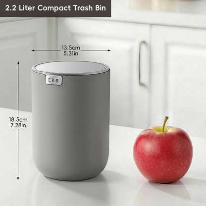 EKO Fandy 0.58 Gal/2.2L Mini Trash Can with Lid, Swing-Top Desktop Trash Can for Bathroom, Countertop, Vanity, Desk or Office, Small Garbage Bin (Blue)