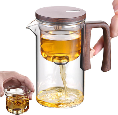 Glass Tea Pot - High Borosilicate Magical Glass Teapot with ABS Handle, Water Separation Design & Infuser Strainer - 720ml/24.3oz Large Capacity Teapot fo Tea Parties, Home, Office