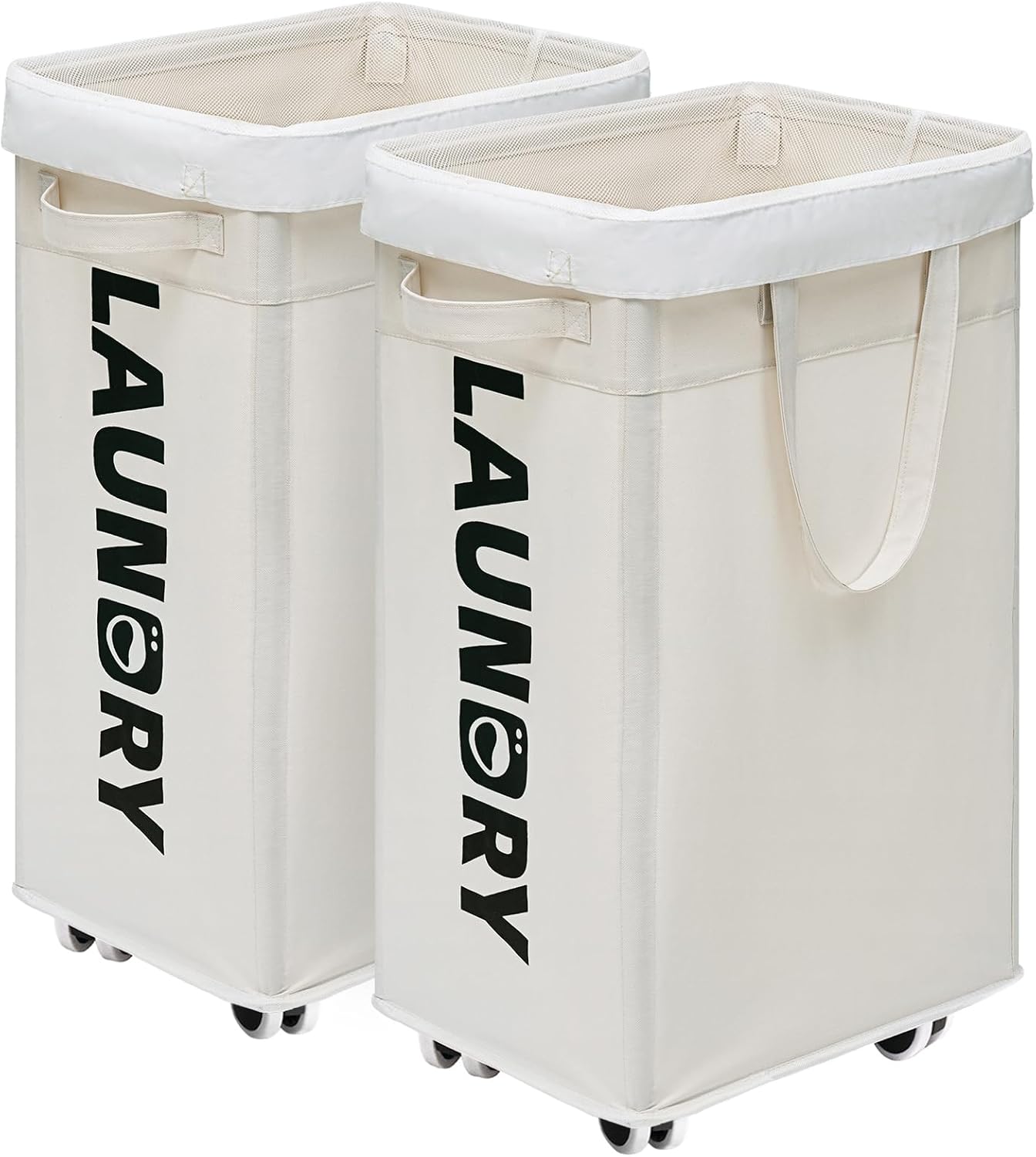 CHICVITA 75L Large Rolling Laundry Basket with Wheels & Wash Bag, Grey | Collapsible design saves space for corner dorms. Removable wash bag for easy laundry transport
