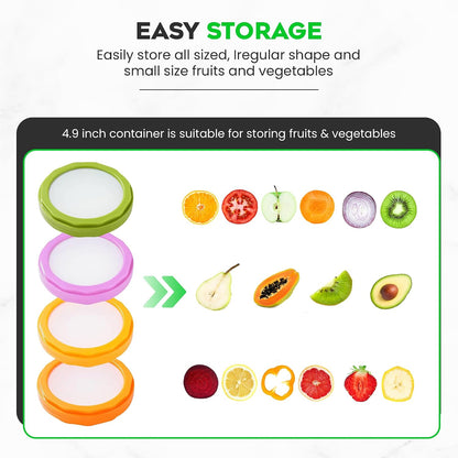 Avocado Saver and Onion Storage - Avocado Keeper Tomato Saver 4-Piece Set Silicone Food Storage Containers & Lemon Garlic Potatoes Saver - Reusable Fruit and Vegetable Storage Containers for Fridge