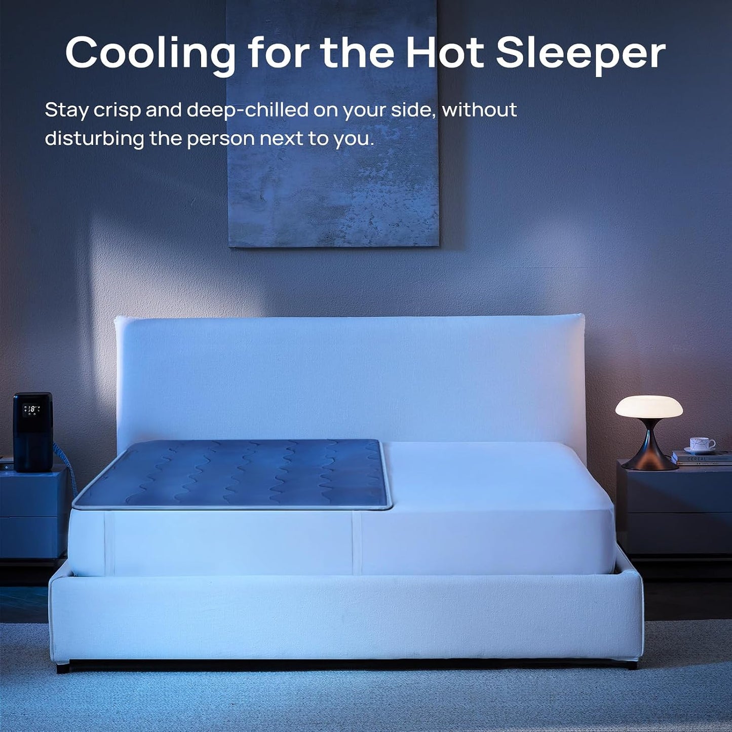 Omni Sleep Water Cooling Mattress Pad for Hot Sleepers, Bed Cooling System with Cooling Fabric Zero-EMF Cooling Bed Pad Remote Control Quiet Sleep Mode Relief for Night Sweats Hot Flashes(Dark Gray)