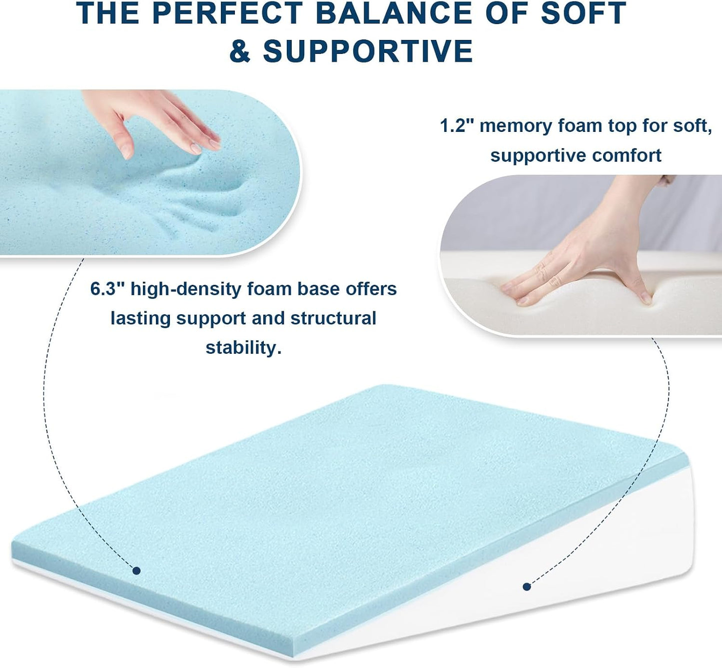 8" Leg Elevation Pillow, Memory Foam Wedge Pillow for Leg & Knee Support | Knee, Hip & Ankle Support. Elevates Legs For Comfortable Sleeping, Resting, And Recovery With A Supportive Wedge Shape.