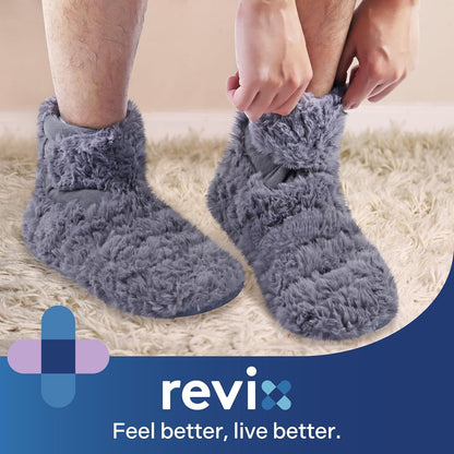 REVIX Microwavable Foot Warmers, Heated Booties for Cold Feet, Purple L