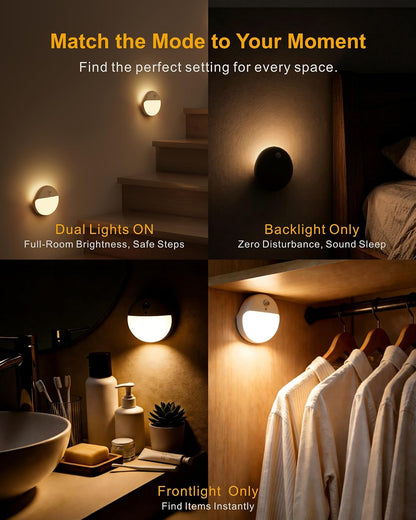Small Motion Sensor Amber Night Light Battery Operated, Toilet Light | 2 Pack, 3 Modes, Dimmable 1-15lm, Dim Light Soft Glow, No Plug, Wireless Stick on Light for Bedroom, Sleep, Bathroom, Kids