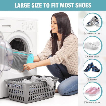 Shoe Washing Machine Bag, Shoe Laundry Bag for Washer and Dryer | 2 Pack Shoe Cleaning Bag for Sneakers & Tennis Shoes, XXL Size, Shoe Protection, Dry Bags, Zipper Hook, Travel & Dorm Storage