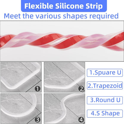 39 Inch Shower Threshold Water Dam Barrier,Transparent | Flexible Silicone Shower Door Bottom Seal for Water Stopper,Self Adhesive Water Blocker for Bathtub Countertop