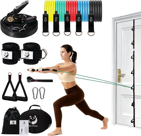 Door Anchor Strap for Resistance Bands, Door Exercise Equipment | Multi Point Anchor Gym Attachment, with Ratchet Adjust Tighten, Portable Door Resistance Bands for Home Gym Workouts