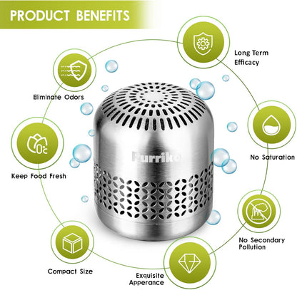Purriko Refrigerator Deodorizer, Long-Lasting Fridge Odor Eliminator | Replaces Baking Soda and Activated Carbon, Reusable Fridge Deodorizer
