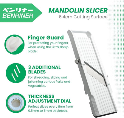 Benriner Mandoline Jumbo Slicer, Japanese Stainless Steel Blade, Beige
