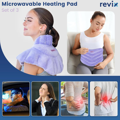 REVIX Microwave Heating Pad Set, Moist Heat Neck Shoulder Wrap & Eye Mask