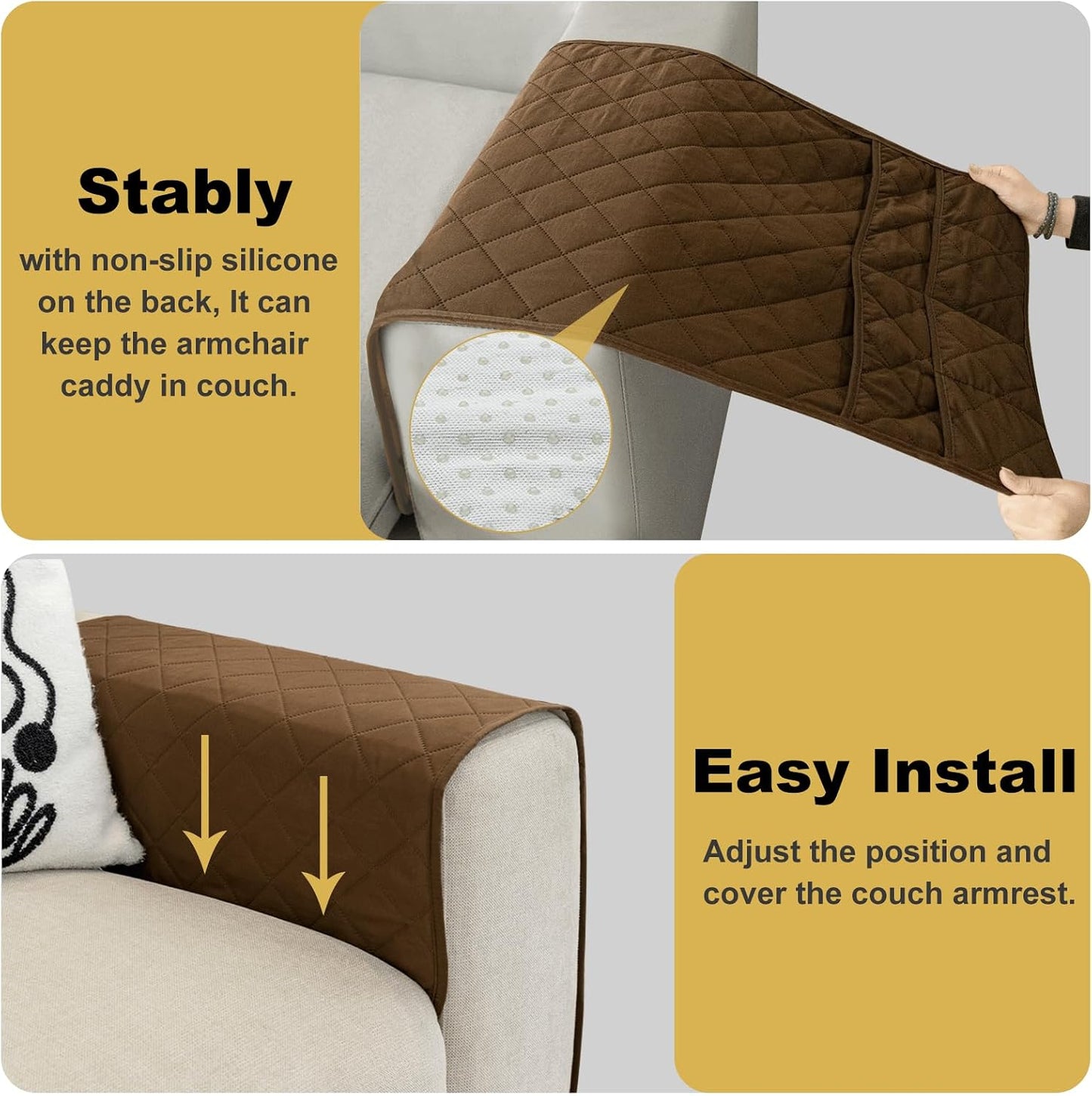 Remote Control Holder for Recliner, Armchair Caddy, Non Slip Sofa Armrest Organizer for Recliner Couch With 6 Pockets for TV Remote,Cell Phone,Magazine (Off-White)