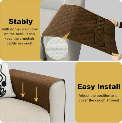 Remote Control Holder for Recliner, Armchair Caddy, Non Slip Sofa Armrest Organizer for Recliner Couch With 6 Pockets for TV Remote,Cell Phone,Magazine (Off-White)