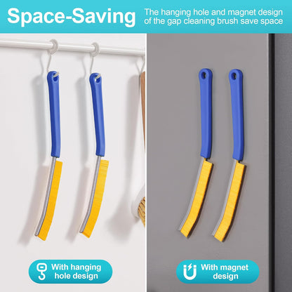 JOYMOOP 4 Pack Crevice Cleaning Brush, Hard Bristle Grout Brush, House Cleaning Supplies, Magnetic Gap Cleaning Brush for Kitchen, Bathroom, Window, Toilet, Multifunctional Cleaning Tools-4 Colors