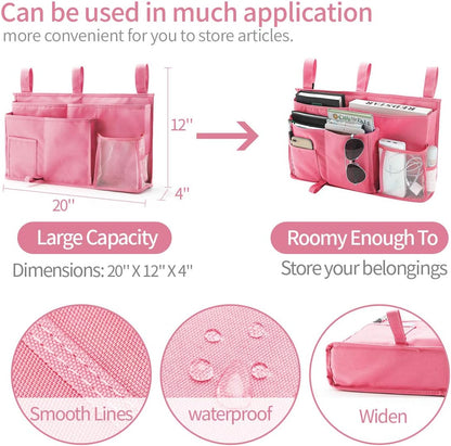 Bseash Bunk Bed Organizer, Bedside Caddy Hanging Bed Organizer Storage Bag 8 Pockets, for College Dorm Rooms Bed, Hospital Bed, Baby Bed Rails, 600D Oxford Cloth