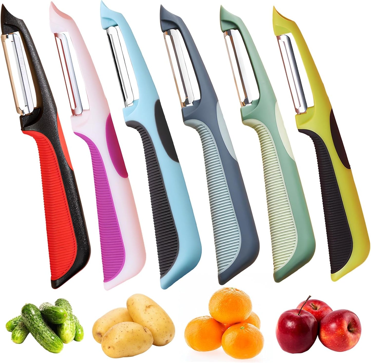 Trez Treamer 6PCS Vegetable Peeler Set with Sharp Blade,Ceramic Apple Peeler Potatoes & Potato Peeler Veggie Peeler Fruit Peeler Carrot Y Peeler Utral Fast Peeling without Rust for Kitchen