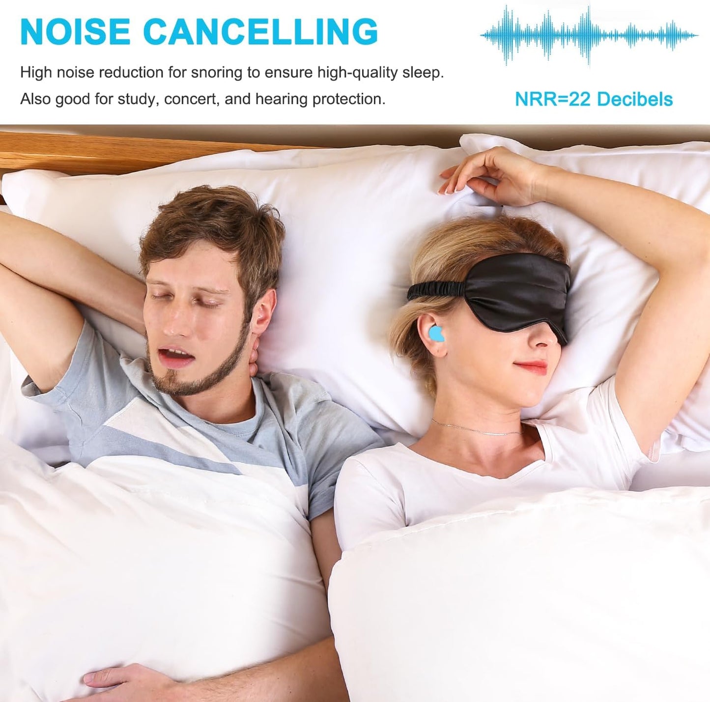 Ear Plugs for Sleeping, Waterproof Moldable Silicone EarPlugs for Sleeping Noise Cancelling, Mowing, Swimming and Concerts, 8 Pair (16 Count)