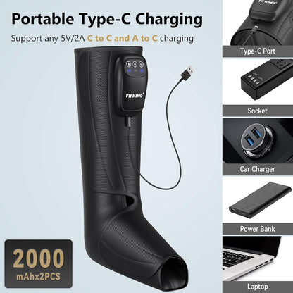 FIT KING Cordless Leg Compression Massager, Foot and Calf Massage Boot