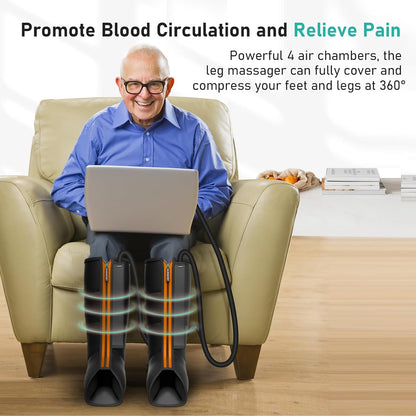 QUINEAR Leg Compression Massager, Calf Massager for Circulation and Pain Relief with 3 Modes and 3 Intensities,Compression Boots for Leg (no Heat)
