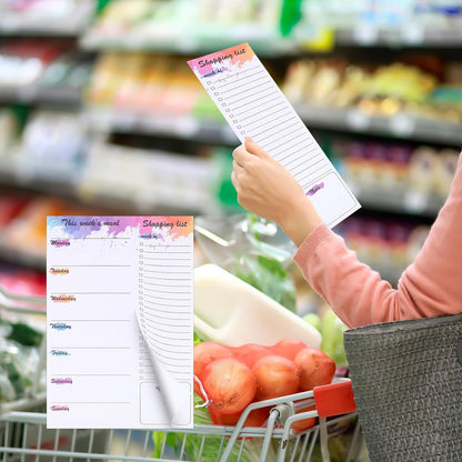 Thboxes 60 Sheets Magnetic Weekly Meal Planner for Fridge, Grocery List Pad | Tear-Off Shopping List, 7x10 In, Flower Design, Full Backing Grip, for Meal Prep, Kitchen, Families, Parents, Home Office