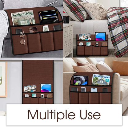 Joywell Remote Caddy Couch Remote Control Holder for Recliner Sofa Armrest Organizer Non Slip Arm Chair Caddie with 6 Pocket Storage for Magazine, Tablet, Phone, iPad, Black