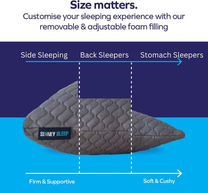Sidney Sleep Adjustable Curved Pillows for Neck and Shoulder Support with Extra Shredded Fill - Cervical Contour Pillow for Side and Back Sleepers - Queen Size 19" x 29" CertiPUR-US Certified (White)